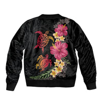 Hawaiian Flower and Tribal Turtle Bomber Jacket Colorful Style