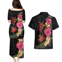 Hawaiian Flower and Tribal Turtle Couples Matching Puletasi and Hawaiian Shirt Colorful Style LT03 - Polynesian Pride