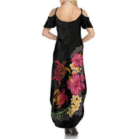 Hawaiian Flower and Tribal Turtle Summer Maxi Dress Colorful Style LT03 - Polynesian Pride