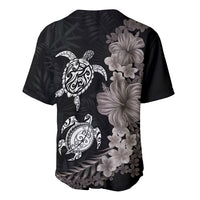 Hawaiian Flower and Tribal Turtle Baseball Jersey Grayscale Mode