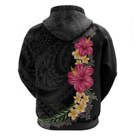 Hawaiian Plumeria and Hibiscus Zip Hoodie Colorful Style