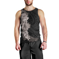 Hawaiian Plumeria and Hibiscus Men Tank Top Grayscale Mode