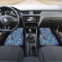 Hawaiian Island Shapes-Iconic Landscape Car Mats with Plumeria and Palaka Blue Color