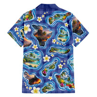 Hawaiian Island Shapes-Iconic Landscape Family Matching Tank Maxi Dress and Hawaiian Shirt with Plumeria and Palaka Blue Color LT03 - Polynesian Pride