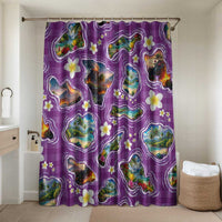 Hawaiian Island Shapes-Iconic Landscape Bathroom Set with Plumeria and Palaka Purple Color