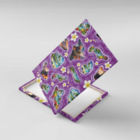 Hawaiian Island Shapes-Iconic Landscape Canvas Wall Art with Plumeria and Palaka Purple Color