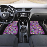 Hawaiian Island Shapes-Iconic Landscape Car Mats with Plumeria and Palaka Purple Color