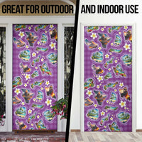 Hawaiian Island Shapes-Iconic Landscape Door Cover with Plumeria and Palaka Purple Color LT03 - Polynesian Pride