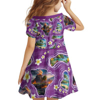 Hawaiian Island Shapes-Iconic Landscape Family Matching Summer Maxi Dress and Hawaiian Shirt with Plumeria and Palaka Purple Color LT03 - Polynesian Pride