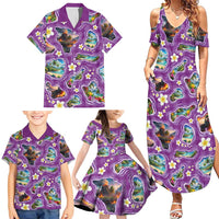 Hawaiian Island Shapes-Iconic Landscape Family Matching Summer Maxi Dress and Hawaiian Shirt with Plumeria and Palaka Purple Color LT03 - Polynesian Pride