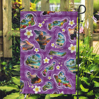 Hawaiian Island Shapes-Iconic Landscape Garden Flag with Plumeria and Palaka Purple Color LT03 Garden Flag Purple - Polynesian Pride