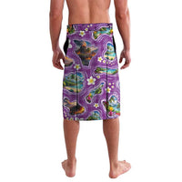 Hawaiian Island Shapes-Iconic Landscape Lavalava with Plumeria and Palaka Purple Color