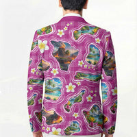 Hawaiian Island Shapes-Iconic Landscape Blazer with Plumeria and Palaka Pink Color