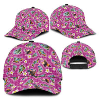Hawaiian Island Shapes-Iconic Landscape Classic Cap with Plumeria and Palaka Pink Color