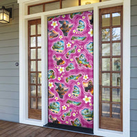 Hawaiian Island Shapes-Iconic Landscape Door Cover with Plumeria and Palaka Pink Color LT03 - Polynesian Pride
