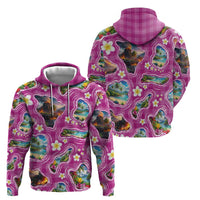 Hawaiian Island Shapes-Iconic Landscape Hoodie with Plumeria and Palaka Pink Color LT03 - Polynesian Pride