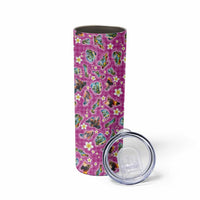 Hawaiian Island Shapes-Iconic Landscape Skinny Tumbler with Plumeria and Palaka Pink Color LT03 - Polynesian Pride