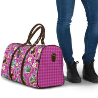 Hawaiian Island Shapes-Iconic Landscape Travel Bag with Plumeria and Palaka Pink Color LT03 - Polynesian Pride
