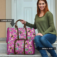 Hawaiian Island Shapes-Iconic Landscape Travel Bag with Plumeria and Palaka Pink Color LT03 - Polynesian Pride