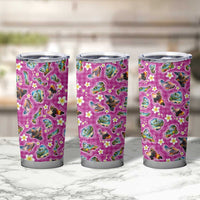 Hawaiian Island Shapes-Iconic Landscape Tumbler Cup with Plumeria and Palaka Pink Color LT03 - Polynesian Pride