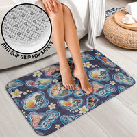 Hawaii Islands Map Design with Japanese Landscape Bathroom Set Hawaiian Japan Fusion Art Navy Color
