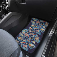 Hawaii Islands Map Design with Japanese Landscape Car Mats Hawaiian Japan Fusion Art Navy Color