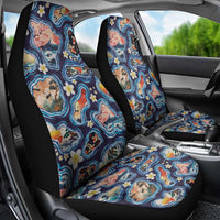 Hawaii Islands Map Design with Japanese Landscape Car Seat Cover Hawaiian Japan Fusion Art Navy Color LT03 - Polynesian Pride