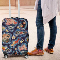 Hawaii Islands Map Design with Japanese Landscape Luggage Cover Hawaiian Japan Fusion Art Navy Color LT03 Navy - Polynesian Pride