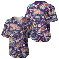 Hawaii Islands Map Design with Japanese Landscape Baseball Jersey Hawaiian Japan Fusion Art Purple Color
