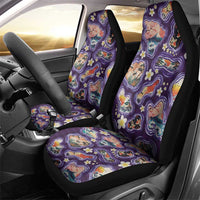 Hawaii Islands Map Design with Japanese Landscape Car Seat Cover Hawaiian Japan Fusion Art Purple Color