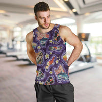 Hawaii Islands Map Design with Japanese Landscape Men Tank Top Hawaiian Japan Fusion Art Purple Color LT03 Purple - Polynesian Pride