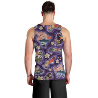 Hawaii Islands Map Design with Japanese Landscape Men Tank Top Hawaiian Japan Fusion Art Purple Color LT03 - Polynesian Pride