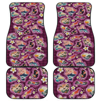 Hawaii Islands Map Design with Japanese Landscape Car Mats Hawaiian Japan Fusion Art Pink Color
