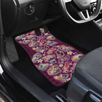 Hawaii Islands Map Design with Japanese Landscape Car Mats Hawaiian Japan Fusion Art Pink Color