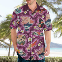 Hawaii Islands Map Design with Japanese Landscape Hawaiian Shirt Hawaiian Japan Fusion Art Pink Color LT03 - Polynesian Pride