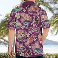 Hawaii Islands Map Design with Japanese Landscape Hawaiian Shirt Hawaiian Japan Fusion Art Pink Color LT03 - Polynesian Pride