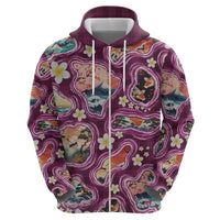 Hawaii Islands Map Design with Japanese Landscape Hoodie Hawaiian Japan Fusion Art Pink Color LT03 - Polynesian Pride