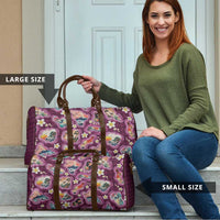 Hawaii Islands Map Design with Japanese Landscape Travel Bag Hawaiian Japan Fusion Art Pink Color LT03 - Polynesian Pride