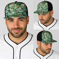 Hawaiian and Japanese Culture Together Baseball Net Cap Hawaiian Island Shapes with Japanese Landscape Green Color LT03 - Polynesian Pride