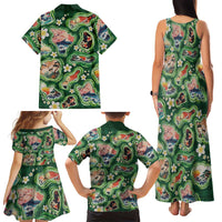 Hawaiian and Japanese Culture Together Family Matching Tank Maxi Dress and Hawaiian Shirt Hawaiian Island Shapes with Japanese Landscape Green Color LT03 - Polynesian Pride