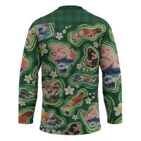 Hawaiian and Japanese Culture Together Hockey Jersey Hawaiian Island Shapes with Japanese Landscape Green Color LT03 - Polynesian Pride