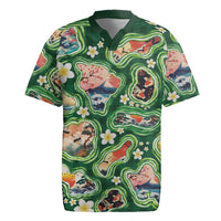Hawaiian and Japanese Culture Together Rugby Jersey Hawaiian Island Shapes with Japanese Landscape Green Color LT03 Green - Polynesian Pride