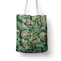 Hawaiian and Japanese Culture Together Tote Bag Hawaiian Island Shapes with Japanese Landscape Green Color LT03 - Polynesian Pride