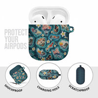 Hawaiian and Japanese Culture Together AirPods Case Hawaiian Island Shapes with Japanese Landscape Teal Color LT03 - Polynesian Pride