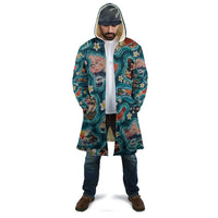 Hawaiian and Japanese Culture Together Cloak Hawaiian Island Shapes with Japanese Landscape Teal Color LT03 - Polynesian Pride