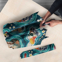 Hawaiian and Japanese Culture Together Umbrella Hawaiian Island Shapes with Japanese Landscape Teal Color LT03 - Polynesian Pride