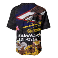 American Samoa Fue and Kava Bowl Baseball Jersey Plumeria and Polynesian Pattern