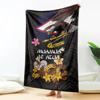 American Samoa Fue and Kava Bowl Blanket Plumeria and Polynesian Pattern