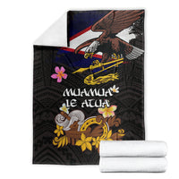 American Samoa Fue and Kava Bowl Blanket Plumeria and Polynesian Pattern