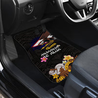 American Samoa Fue and Kava Bowl Car Mats Plumeria and Polynesian Pattern